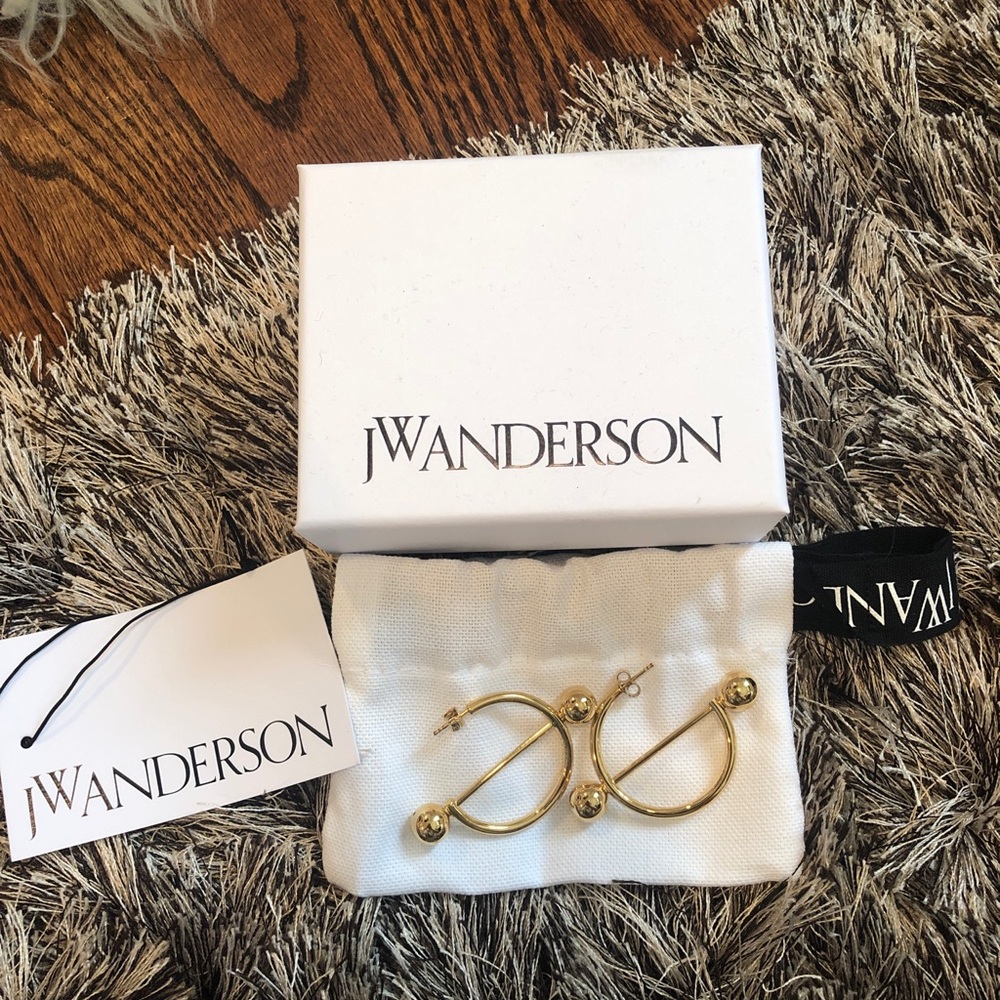 JW Anderson gold disc hoop earrings NWT